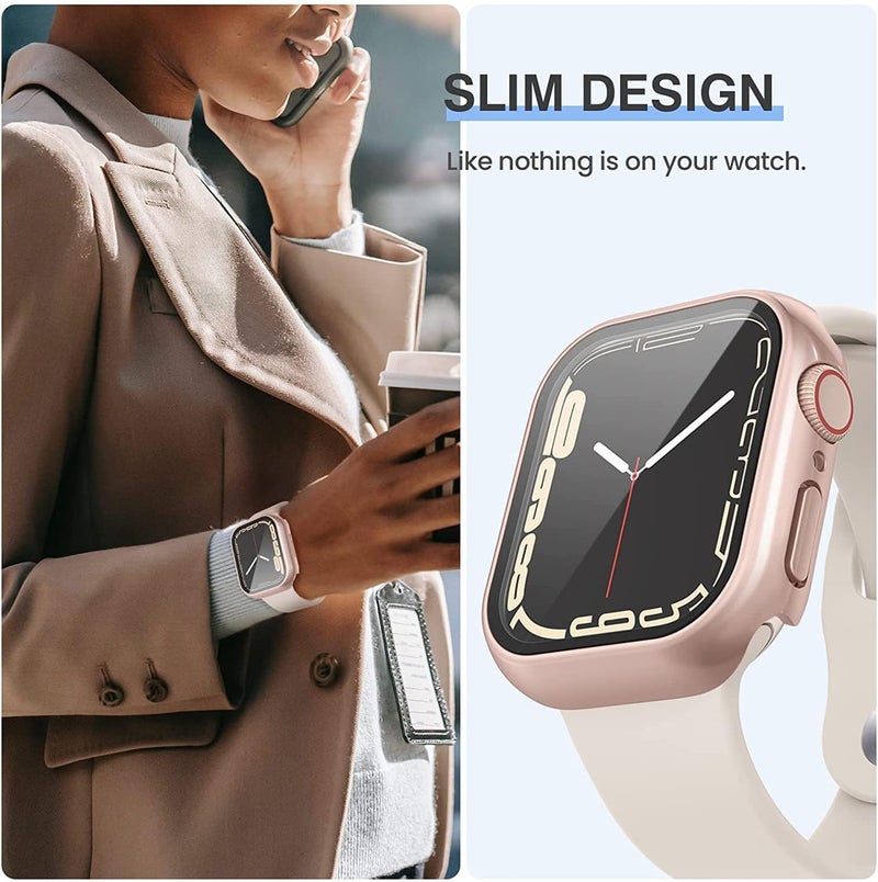 Tensea [3PCS for Apple Watch Screen Protector Case 41mm Series 9/8/7 Accessories, iWatch Protective Face Cover for Women Men, Tempered Glass Film Hard Bumper for iPhone Watch 41 mm - Image 4